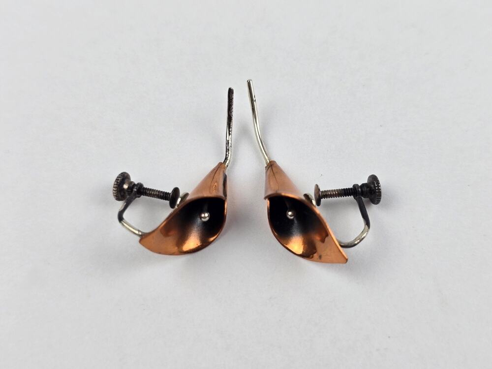 Stuart Nye Sterling silver & Wrought Cooper Lily flower clip-on earrings